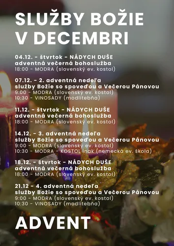 BOHOSLUŽBY V ADVENTE 2025